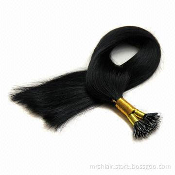 Jet black nano ring hair 1# 1gram/pc 20" Italian keratin micro nano bead Remy extension, 50pcs